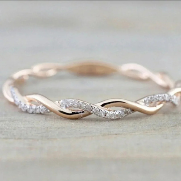 COPY - Delicate Rose Gold Twisted Ring Size 9 - Picture 1 of 2